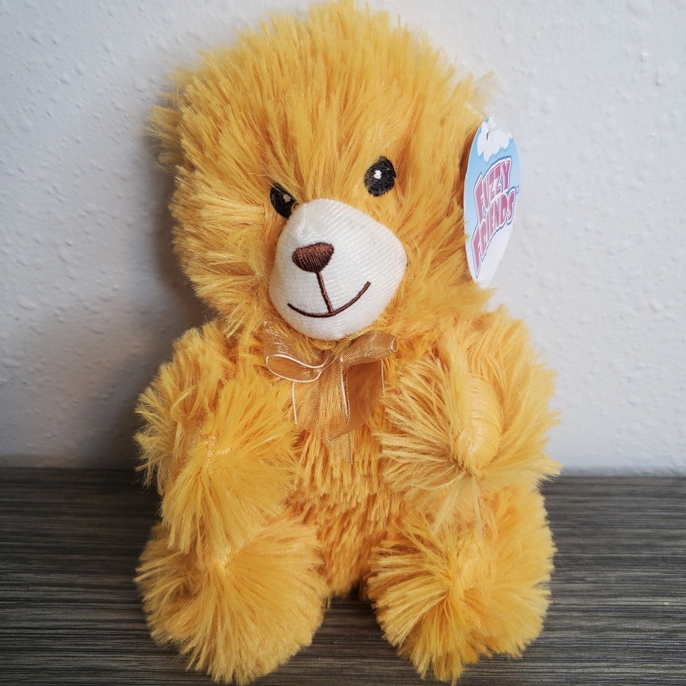 Fuzzy Friends Golden Brown Furry Plush Teddy Bear 8" Stuffed Animal W/Tags